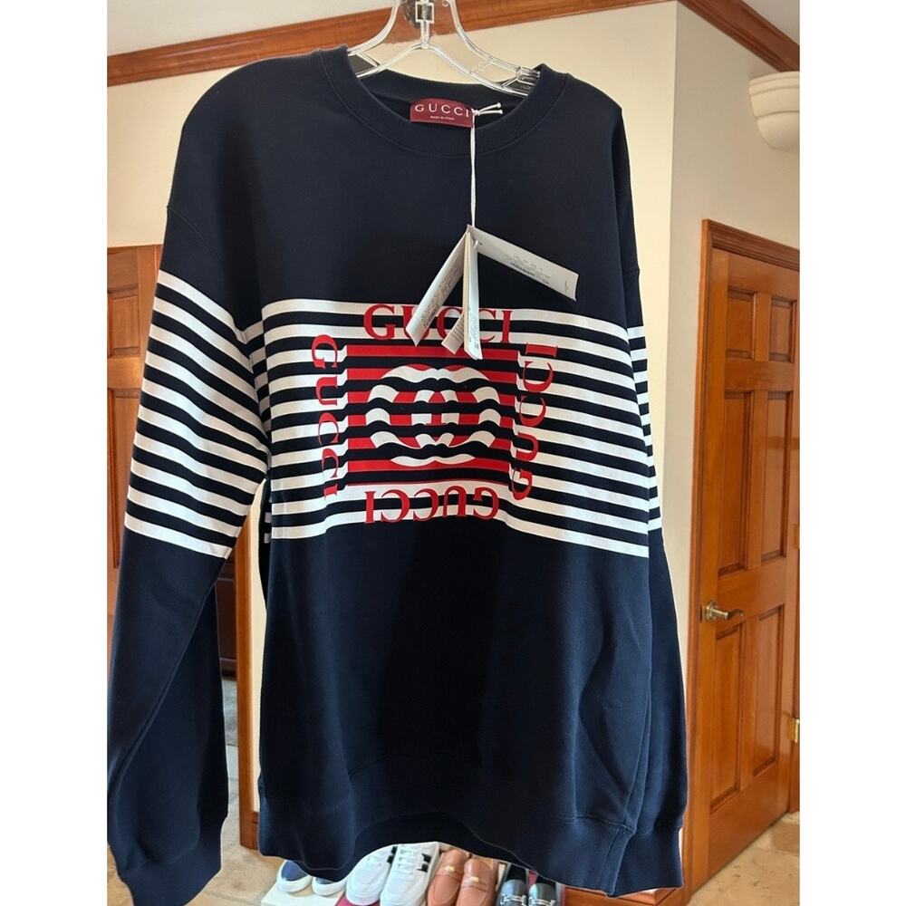 Men's Gucci 100% cotton logo print sweatshirt size large made in Italy NWT